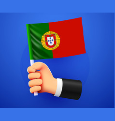 3d Hand Holding Portugal National Flag