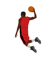 Black Male Basketball Player Jumping With Ball