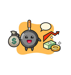 Frying Pan Cartoon Holding Money Sack