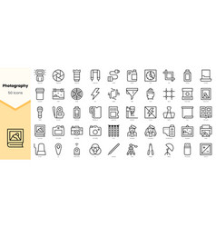 Set Of Photography Icons Simple Line Art Style