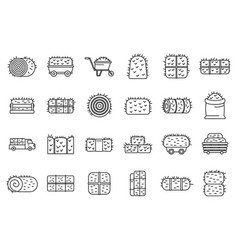 Bale Of Hay Icons Set Outline Agriculture