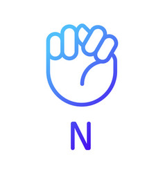 Letter N Sign In Asl Pixel Perfect Gradient