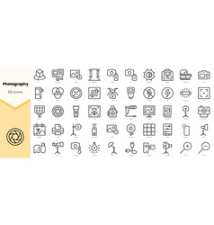 Set Of Photography Icons Simple Line Art Style