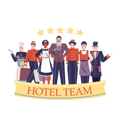 Hotel Background Composition With Staff In Uniform