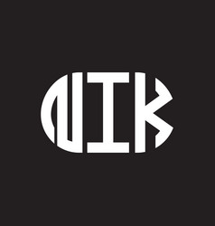 Nik Letter Logo Design On Black Background