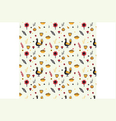 Thanksgiving Themed Pattern With Turkey Pumpkin