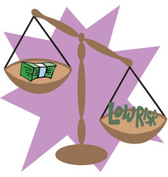 Balance Scale With Cash Money Low Risk Concept