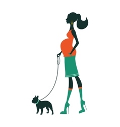 Beautiful Woman Silhouette With French Bulldog