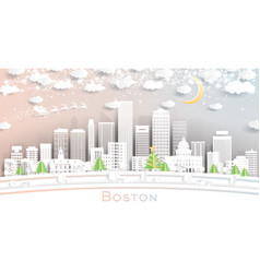 Boston Massachusetts Usa City Skyline In Paper