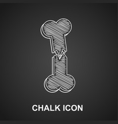 Chalk Human Broken Bone Icon Isolated On Black