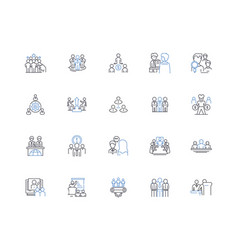 Financial Team Line Icons Collection Investment