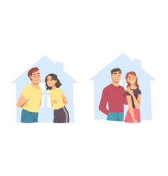 Set Of Happy Couples Inside The House People