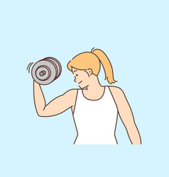 Young Woman Exercising With Dumbbells