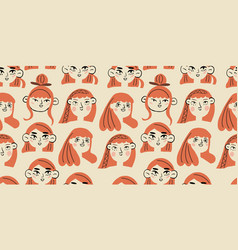 Seamless Pattern With Red Hair Girl