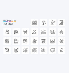 25 High School Line Icon Pack