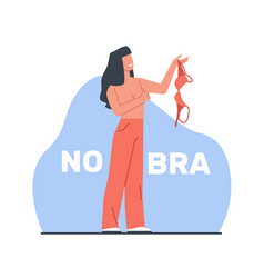 Day No Bra Concept Naked Woman Hold