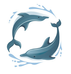 Two Dolphins Playing In The Water Logo Concept