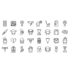 Menopause Icons Set Outline Female