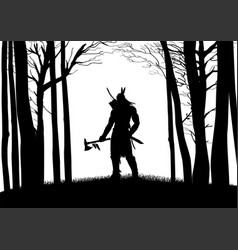 Silhouette Of Native American Warrior Holding