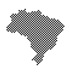 Brazil Map Country From Checkered Black And White