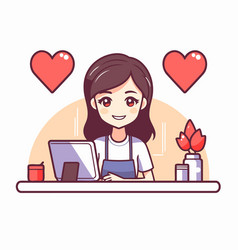 Cute Woman Freelancer Working On Laptop At Home