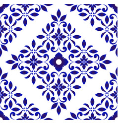 Blue and white tile pattern design Royalty Free Vector Image