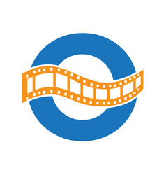 Letter O With Films Roll Symbol Strip Film Logo