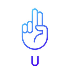 Letter U Sign In Asl Pixel Perfect Gradient