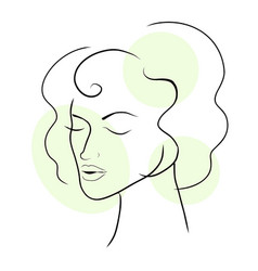 Woman Face Line Art In Pastel Green Shades