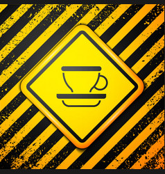 Black Coffee Cup Icon Isolated On Yellow