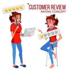 Customer Review Happy And Unhappy Woman