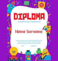 Kids Diploma Of Cartoon Funny Robot And Droid Toys