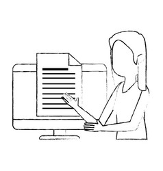 Woman Teaching In Computer Character