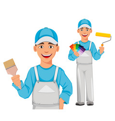 Painter man decorator cartoon character Royalty Free Vector