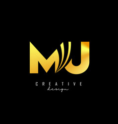 Creative Golden Letters Mu M U Logo With Leading