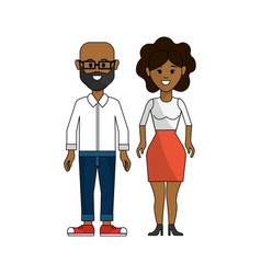 Dark Skin Couple Man With Glasses And Woman