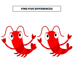 Find Five Differences Between Cartoon Shrimp