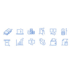 Money Cash Coin Business Doodle Icon Set Dollar