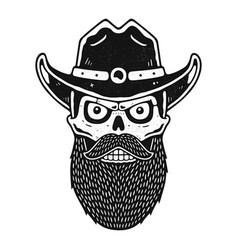 Skull Cowboy With Beard In Hat