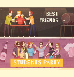 Students Beer Party Horizontal Banners