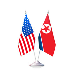 Flags Of Usa And North Korea