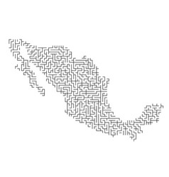 Mexico Map From Black Pattern Maze Grid