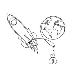 Abstract Color Rocket With Globe And Dollar