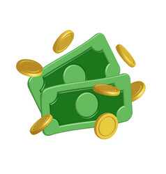 Gold Coins And Paper Dollars 3d Money Realistic