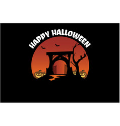 Happy Halloween T Shirt Design Landscape Retro