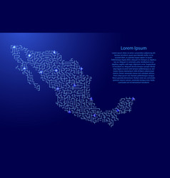 Mexico Map From Blue Pattern Maze Grid