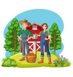 Farmer Couple In Farm Scene