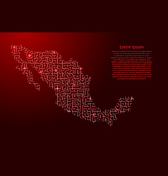 Mexico Map From Red Pattern Maze Grid