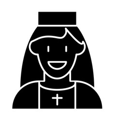 Nun Avatar Solid Icon Smiling Woman