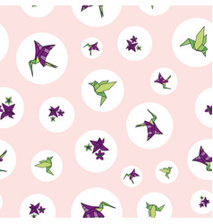 Pink Hummingbird Origami Birds With Circles